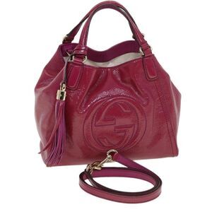 GUCCI Soho Hand Bag Enamel 2way Wine Red